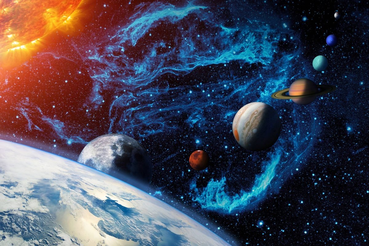 Parade of planets in space.